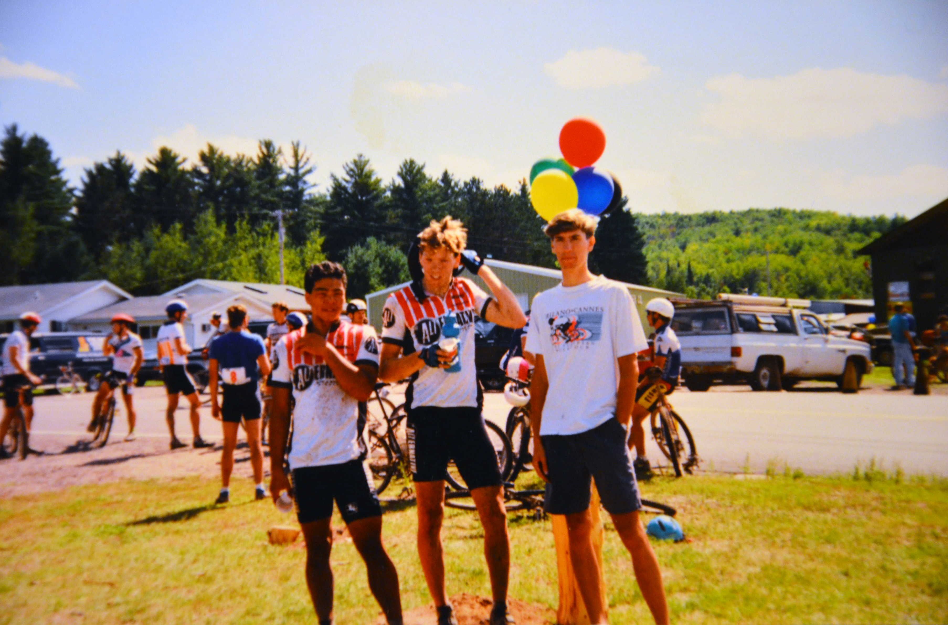 The Alt Mountain Bike Team (minus Gene) with yours truly, Mark Sundlin and Jason Stukel at a mountain bike race from the early &rsquo;90s.